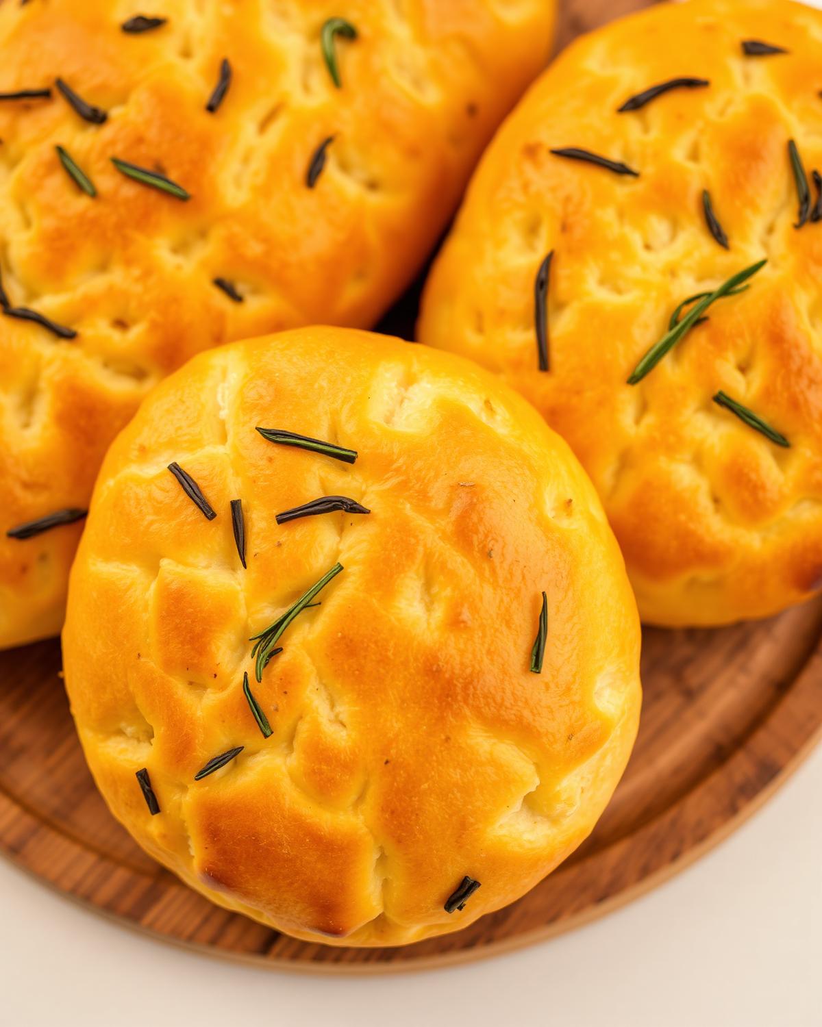 Fresh focaccia loaves